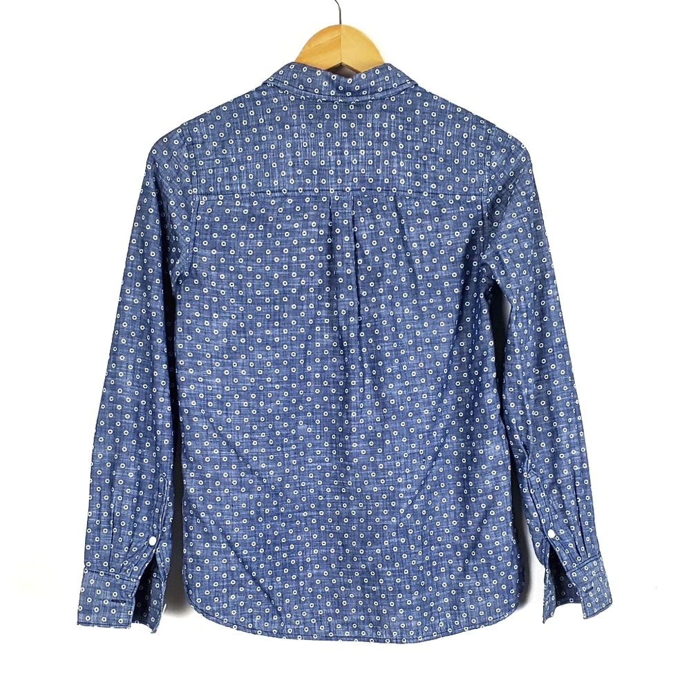 J. Crew Circle-print Chambray Popover Shirt Size 0 - Picture 7 of 8